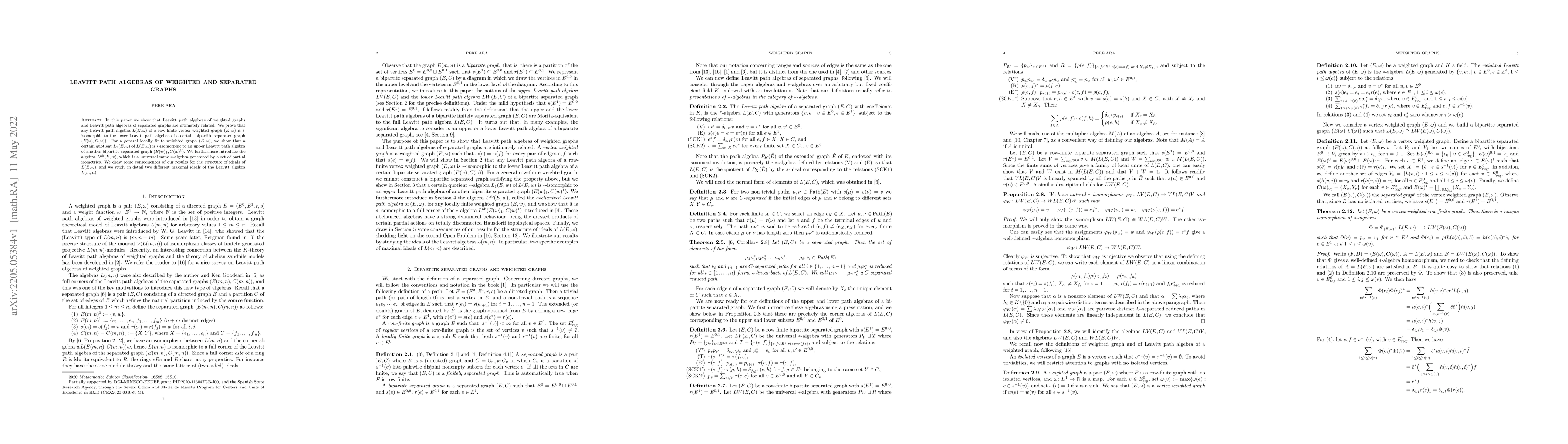 Thumbnail for Leavitt path algebras of weighted and separated graphs