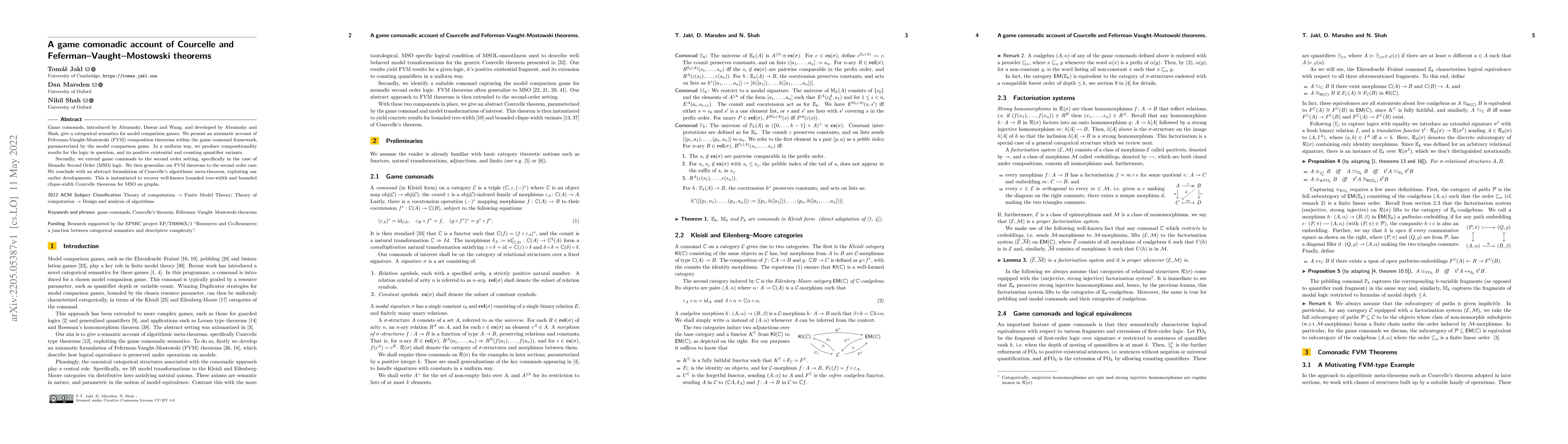Thumbnail for A game comonadic account of Courcelle and Feferman-Vaught-Mostowski
  theorems