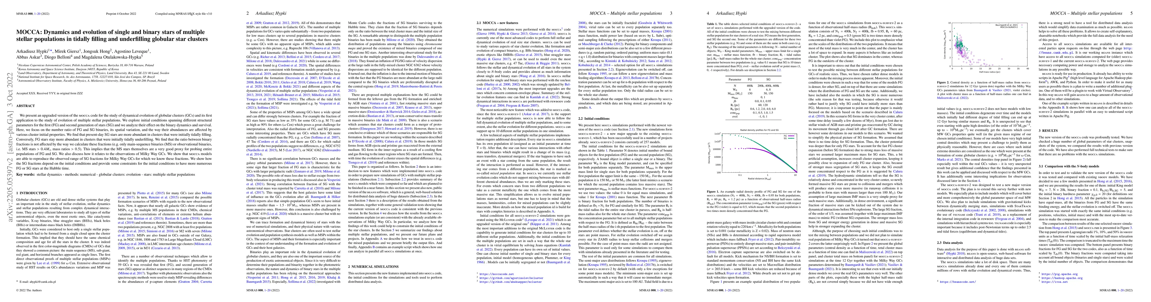 Thumbnail for MOCCA: Dynamics and evolution of binary stars of multiple stellar
  populations in tidally filling and underfilling globular star clusters