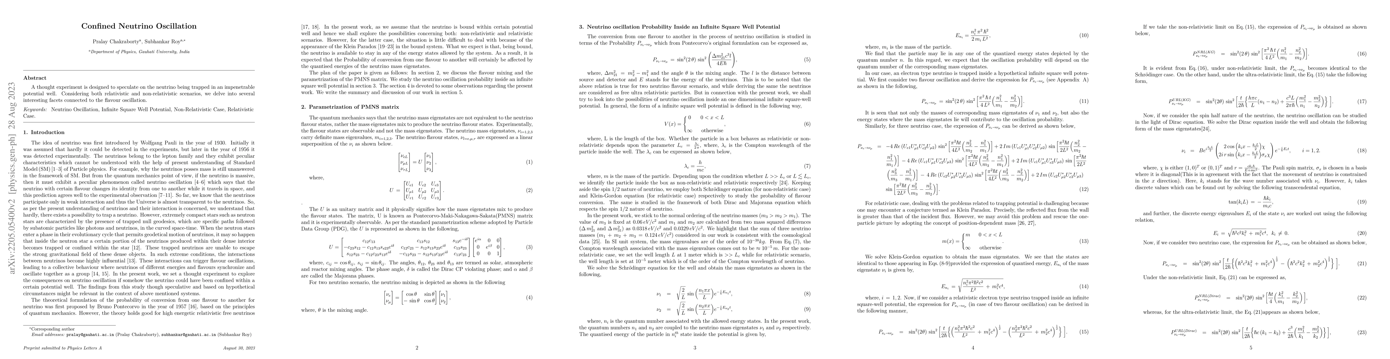 Thumbnail for Confined Neutrino Oscillation