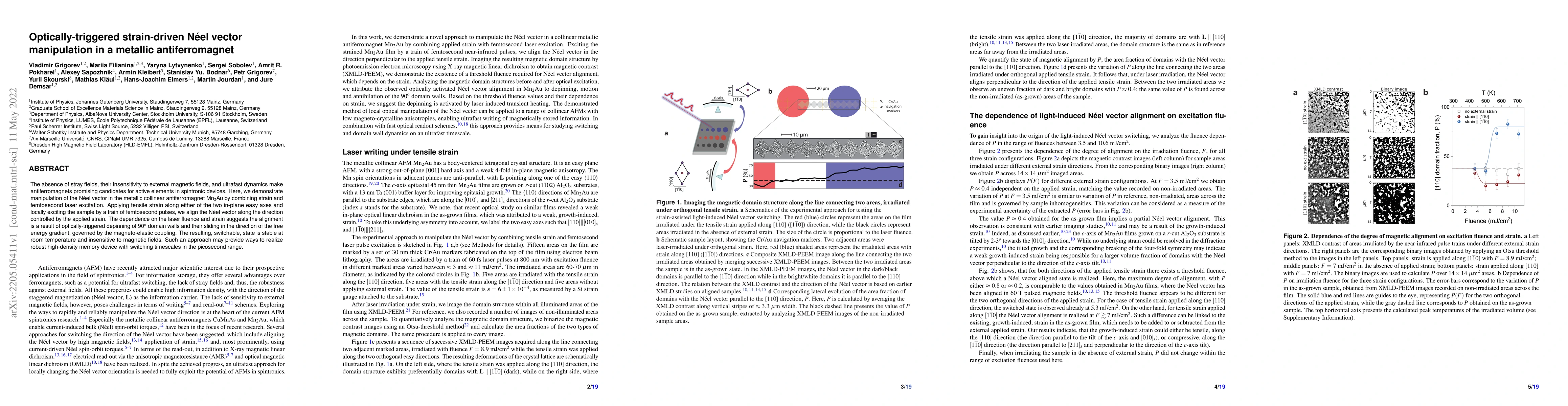 Thumbnail for Optically-triggered strain-driven N\'{e}el vector manipulation in a
  metallic antiferromagnet