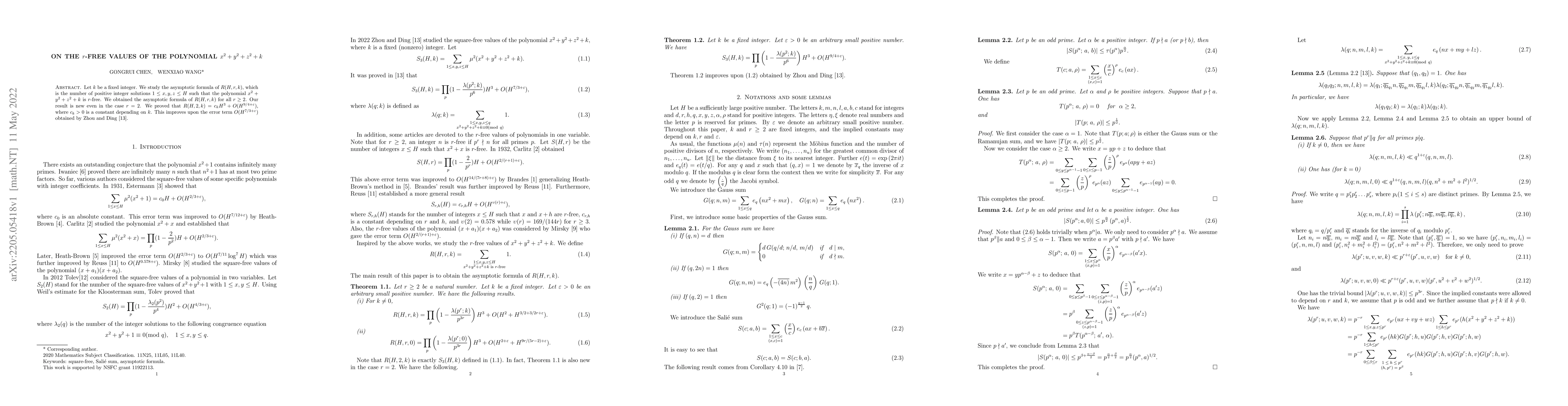 Thumbnail for On the r-free values of the polynomial x^2+y^2+z^2+k