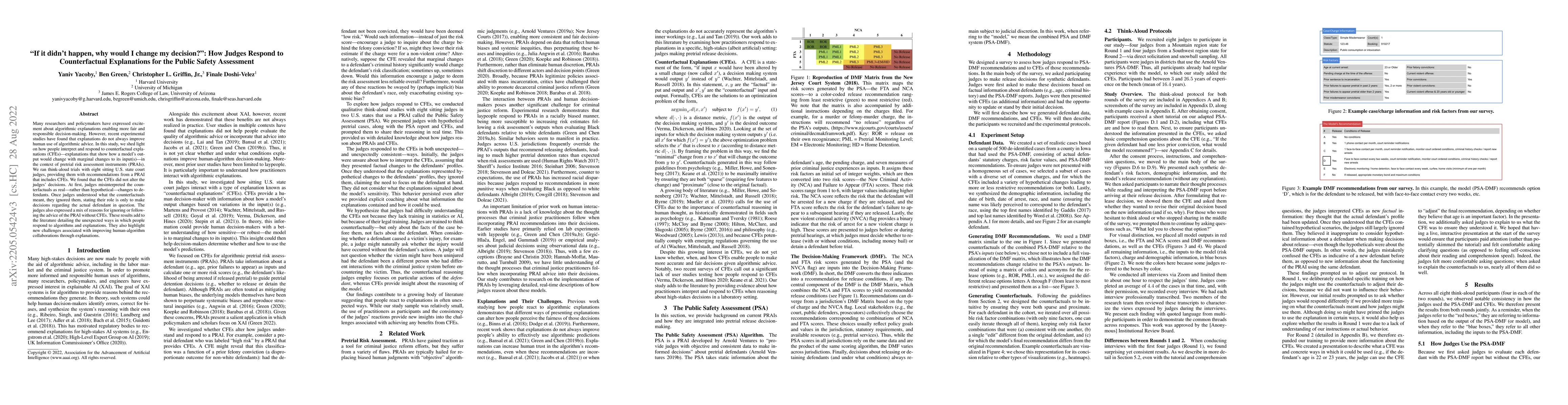 Thumbnail for "If it didn't happen, why would I change my decision?": How Judges
  Respond to Counterfactual Explanations for the Public Safety Assessment
