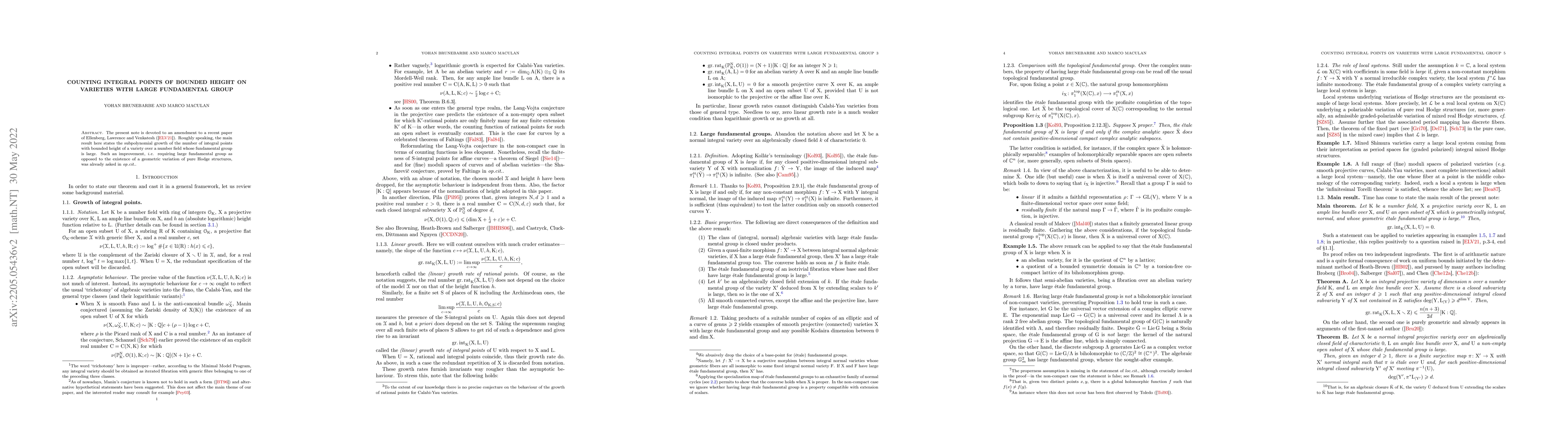 Thumbnail for Counting integral points of bounded height on varieties with large
  fundamental group