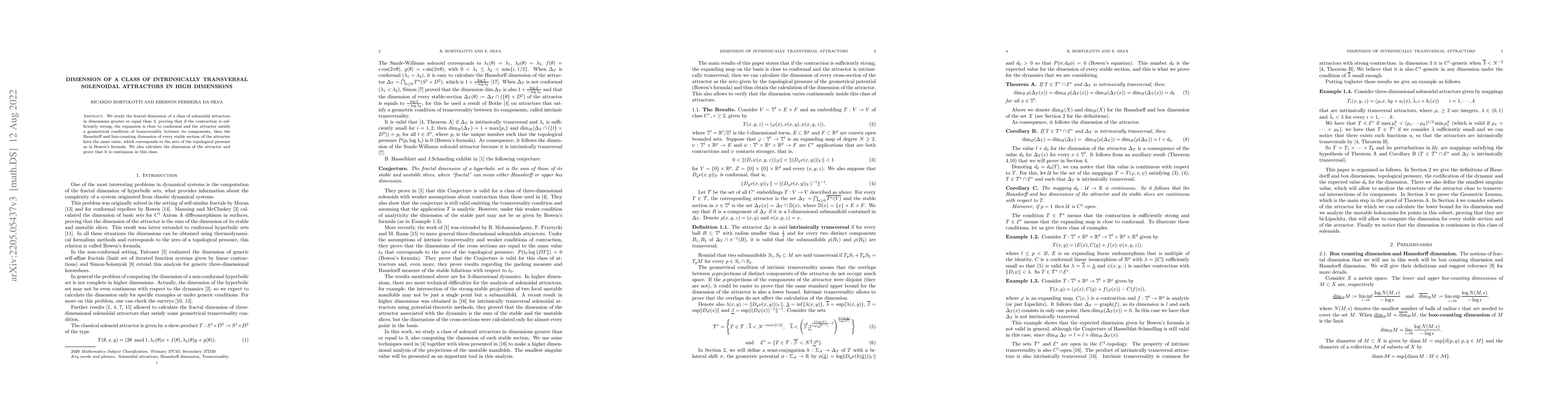 Thumbnail for Dimension of a class of intrinsically transversal solenoidal attractors
  in high dimensions
