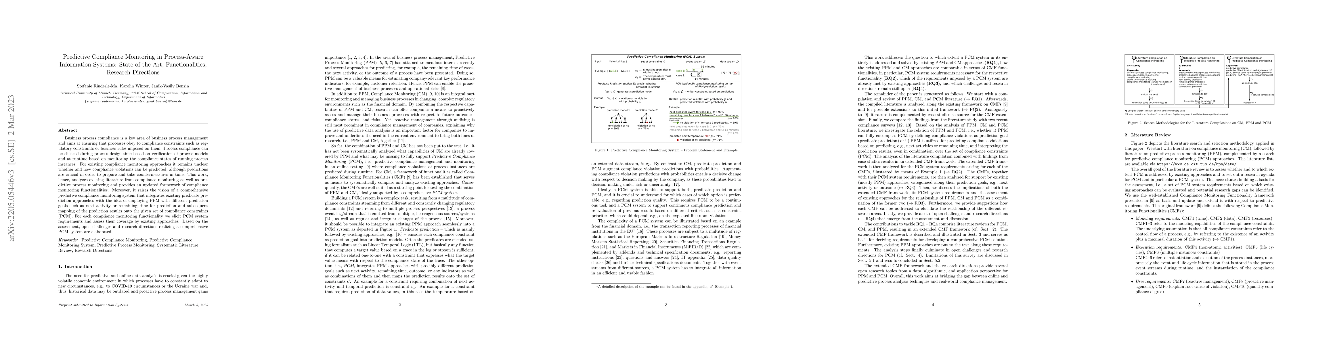 Thumbnail for Predictive Compliance Monitoring in Process-Aware Information Systems:
  State of the Art, Functionalities, Research Directions