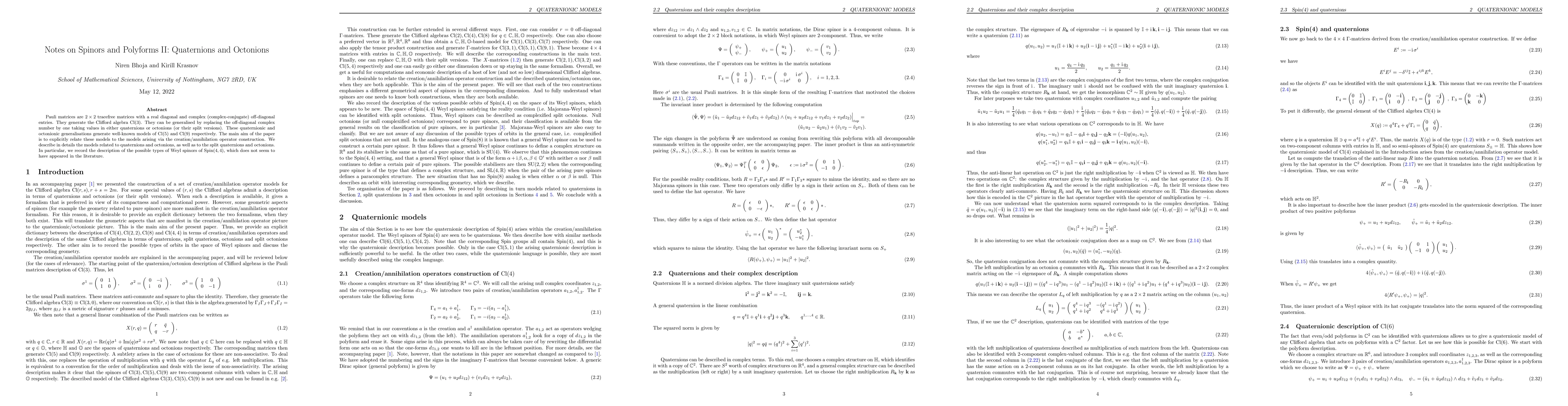 Thumbnail for Notes on Spinors and Polyforms II: Quaternions and Octonions