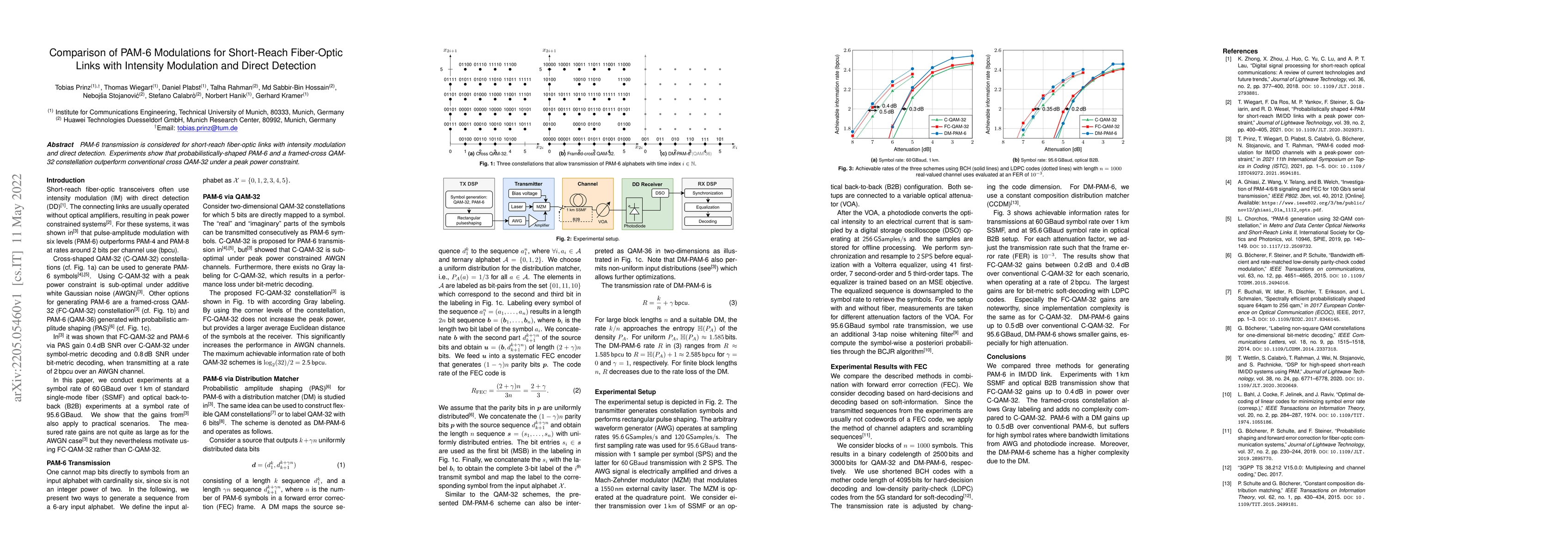Thumbnail for Comparison of PAM-6 Modulations for Short-Reach Fiber-Optic Links with
  Intensity Modulation and Direct Detection