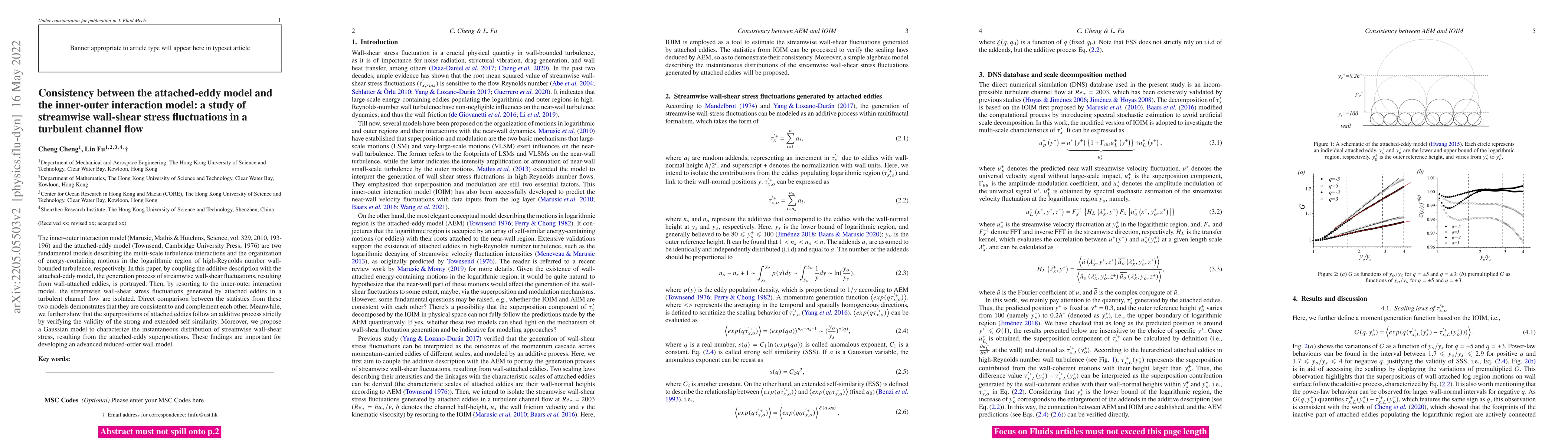 Thumbnail for Consistency between the attached-eddy model and the inner-outer
  interaction model: a study of streamwise wall-shear stress fluctuations in a
  turbulent channel flow