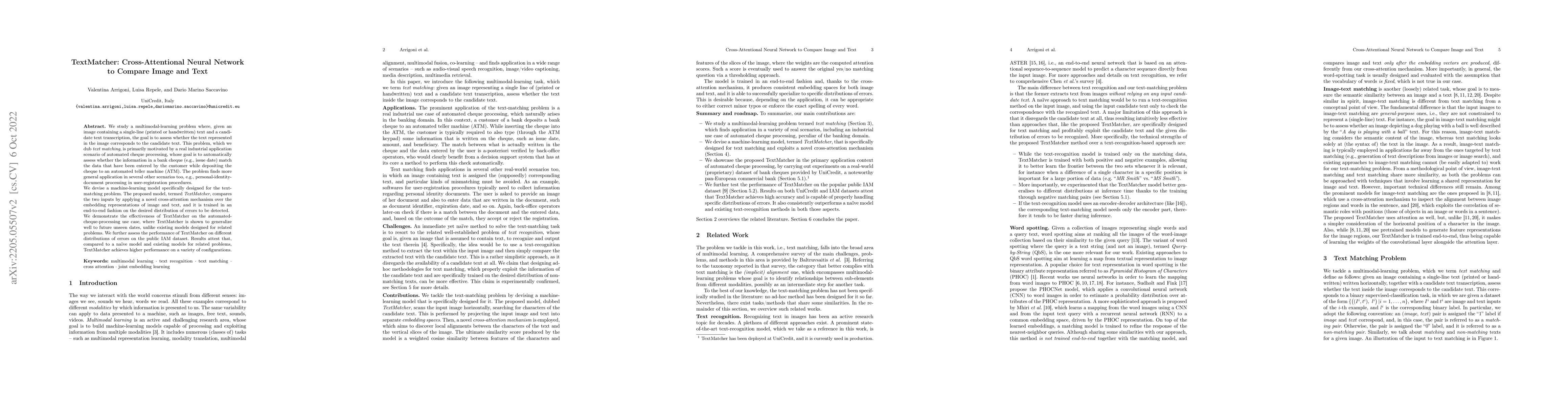 Thumbnail for TextMatcher: Cross-Attentional Neural Network to Compare Image and Text