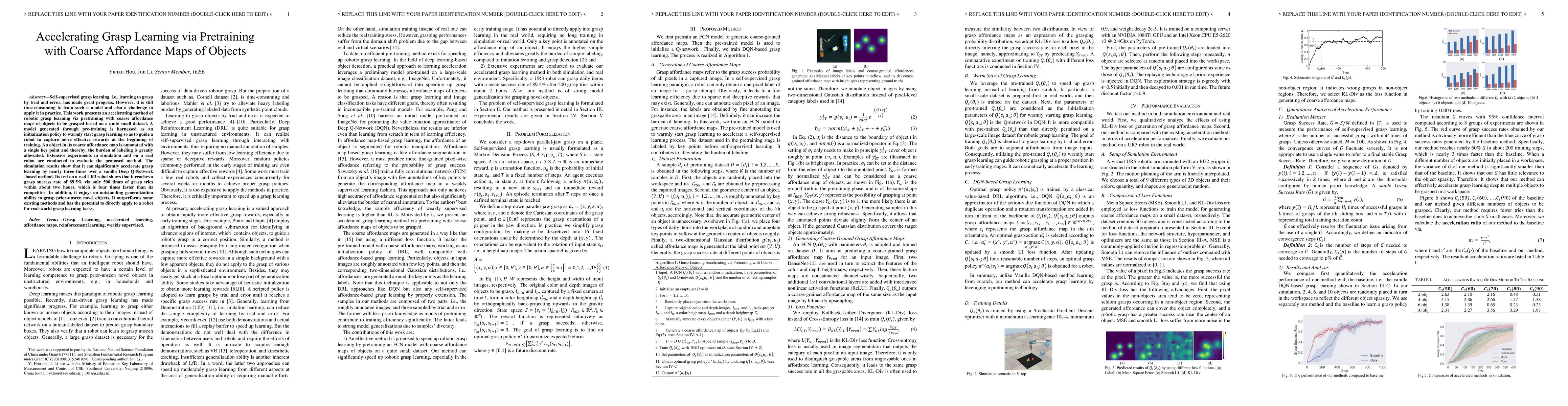 Thumbnail for Accelerating Grasp Learning via Pretraining with Coarse Affordance Maps
  of Objects