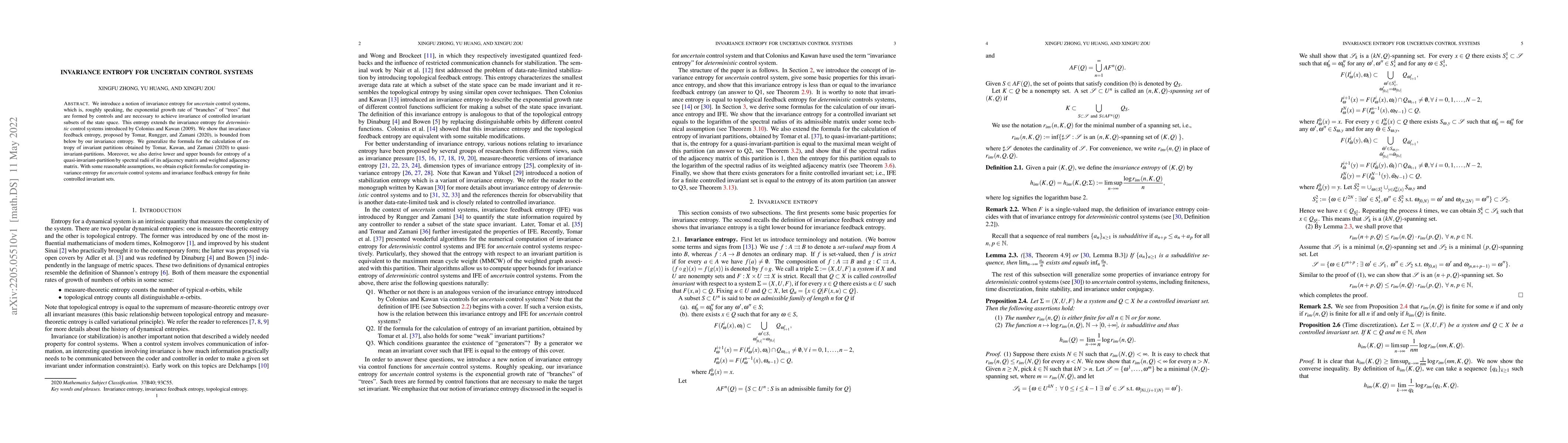 Thumbnail for Invariance entropy for uncertain control systems