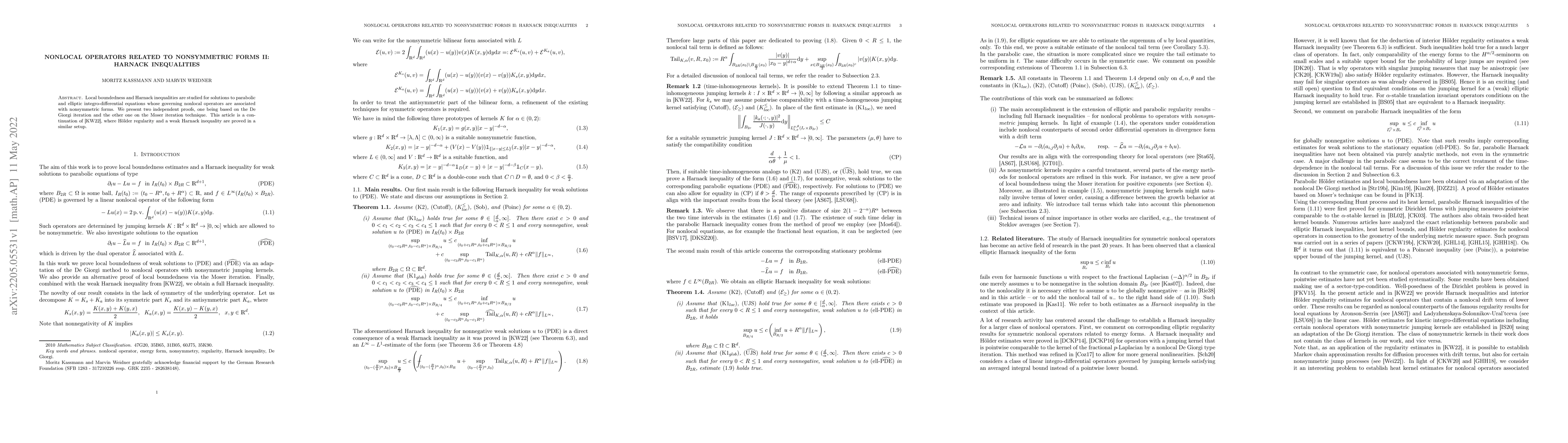 Thumbnail for Nonlocal operators related to nonsymmetric forms II: Harnack
  inequalities