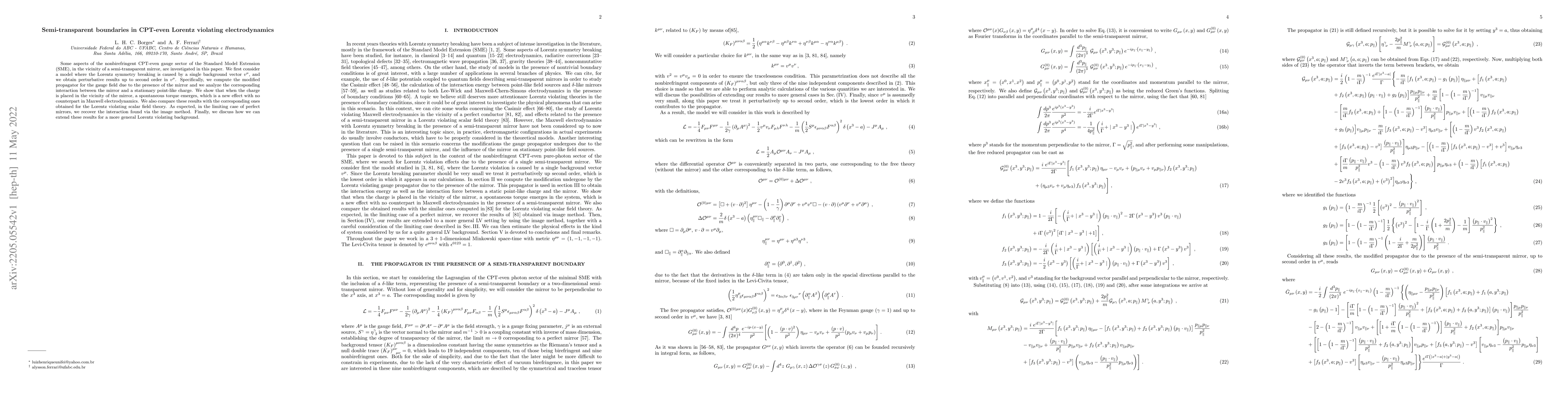 Thumbnail for Semi-transparent boundaries in CPT-even Lorentz violating
  electrodynamics