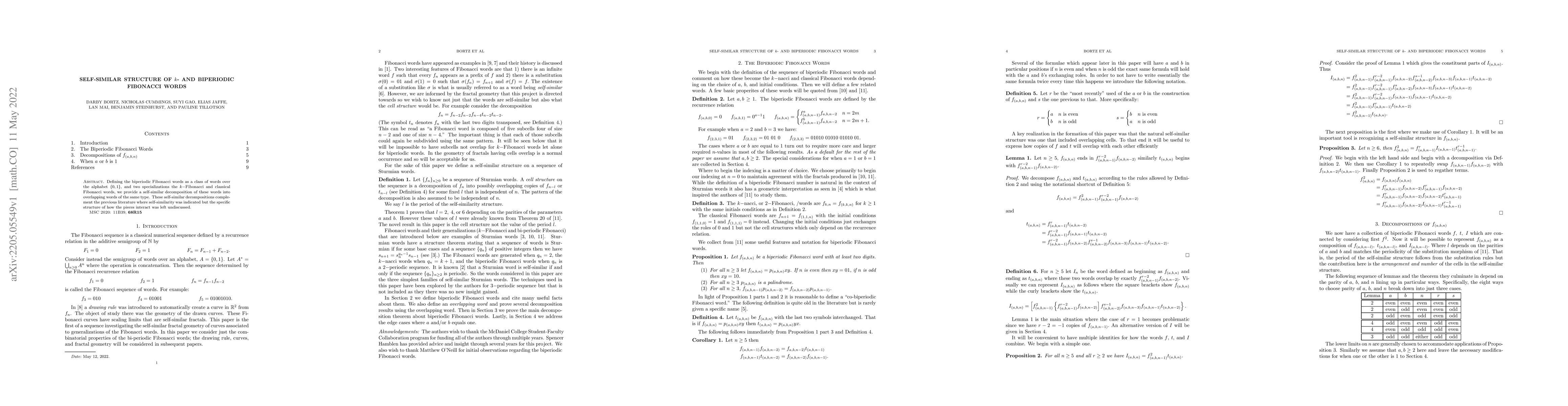 Thumbnail for Self-Similar Structure of $k$- and Biperiodic Fibonacci Words