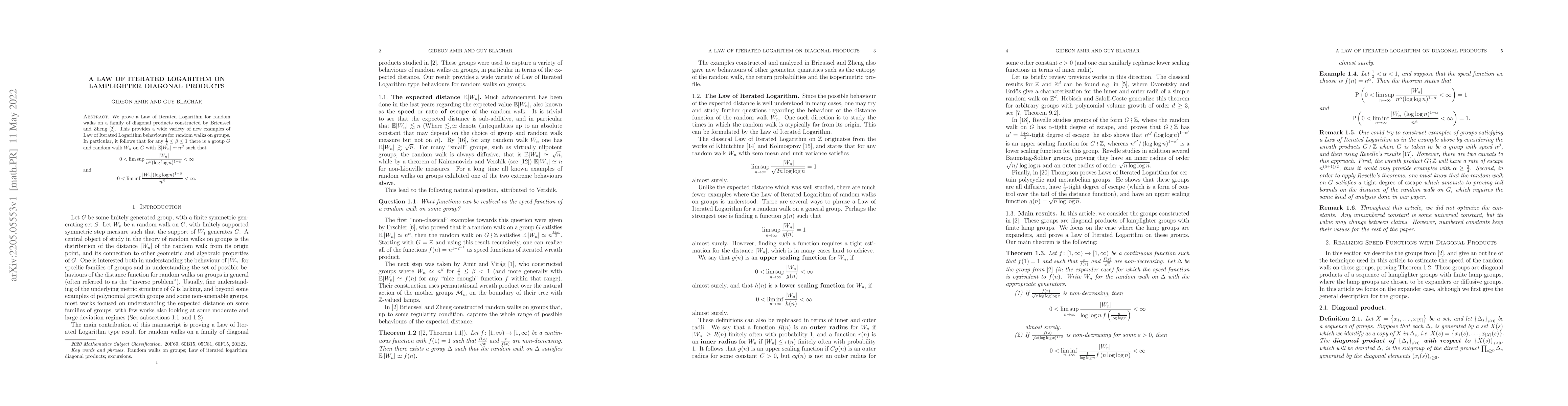 Thumbnail for A Law of Iterated Logarithm on Lamplighter Diagonal Products