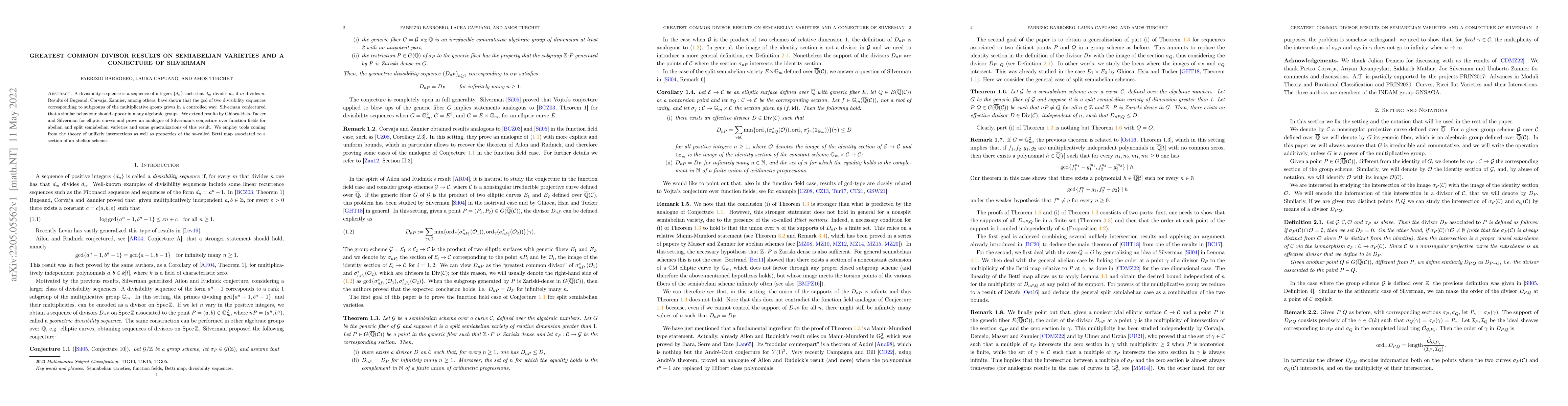 Thumbnail for Greatest Common Divisor results on semiabelian varieties and a
  Conjecture of Silverman