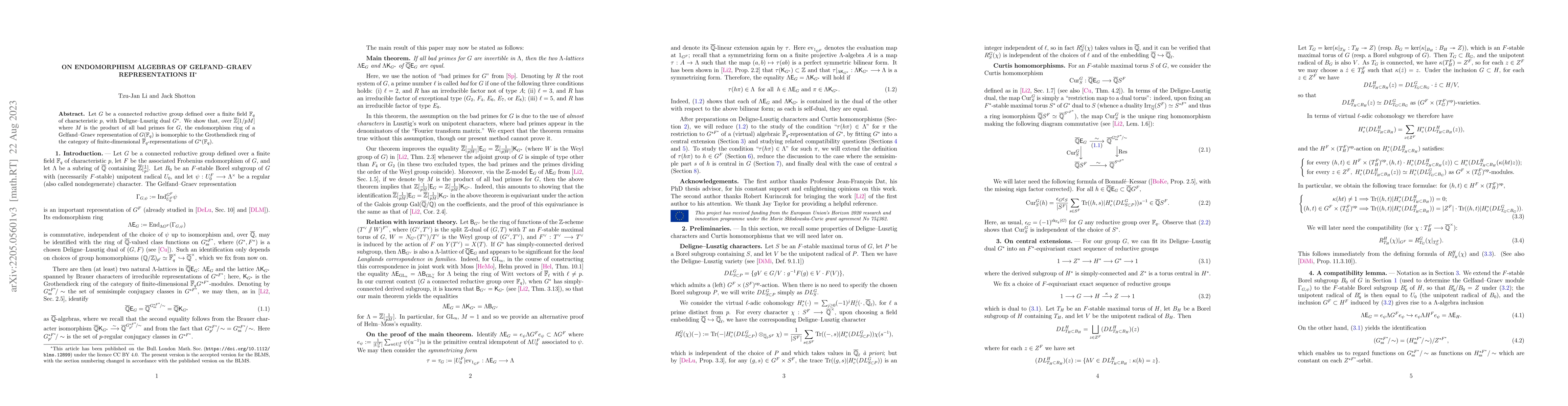 Thumbnail for On endomorphism algebras of Gelfand-Graev representations II