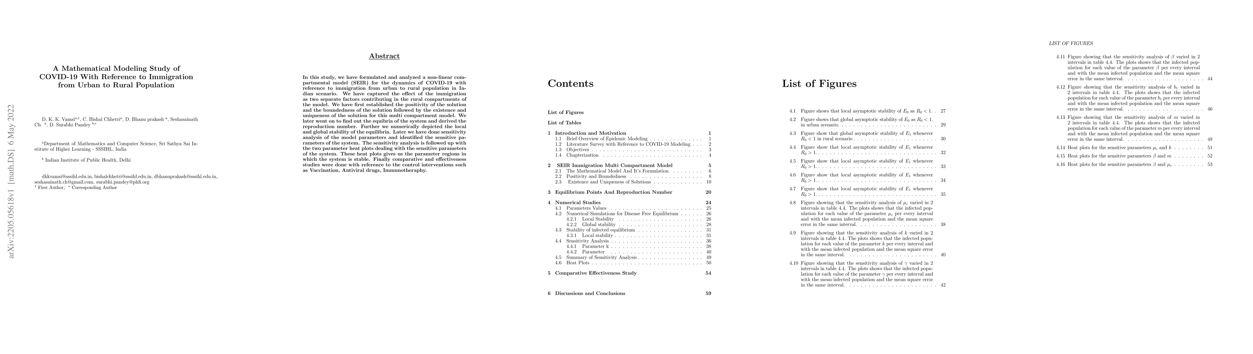 Thumbnail for A Mathematical Modeling Study of COVID-19 With Reference to Immigration
  from Urban to Rural Population
