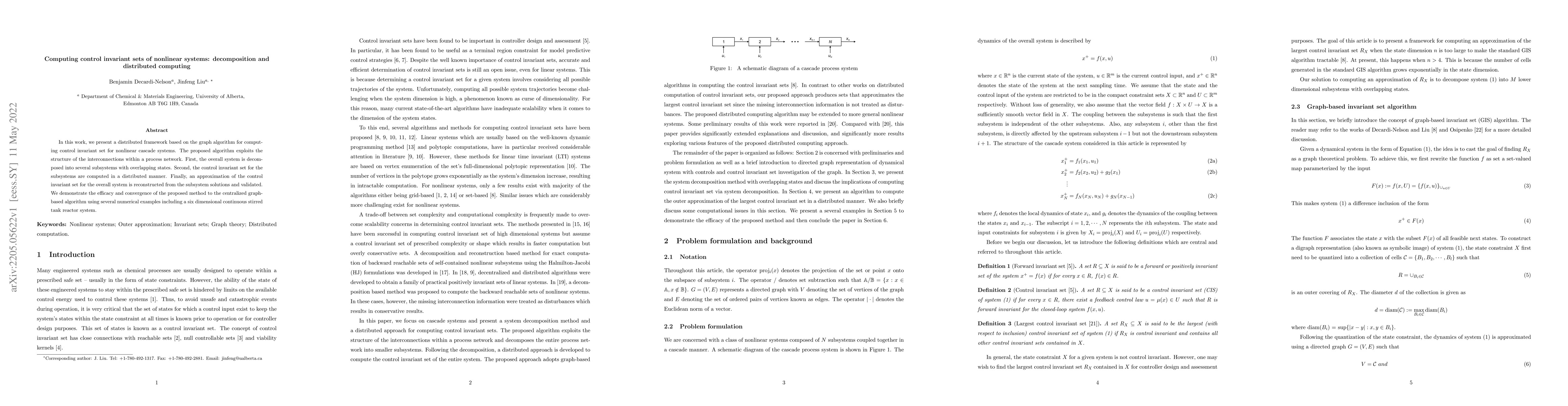 Thumbnail for Computing control invariant sets of nonlinear systems: decomposition and
  distributed computing