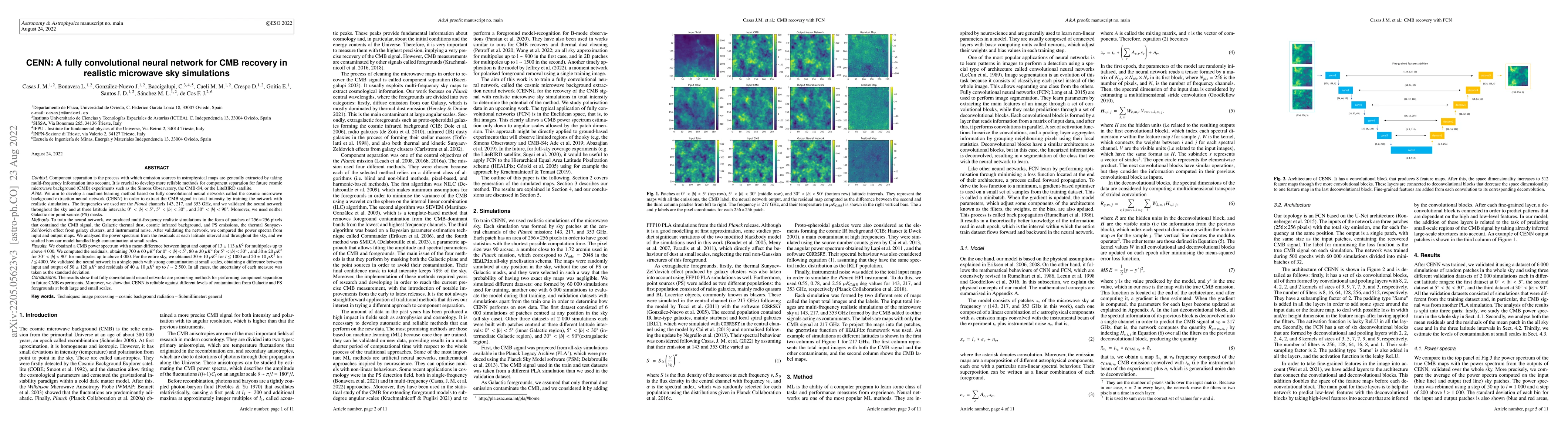 Thumbnail for CENN: A fully convolutional neural network for CMB recovery in realistic
  microwave sky simulations