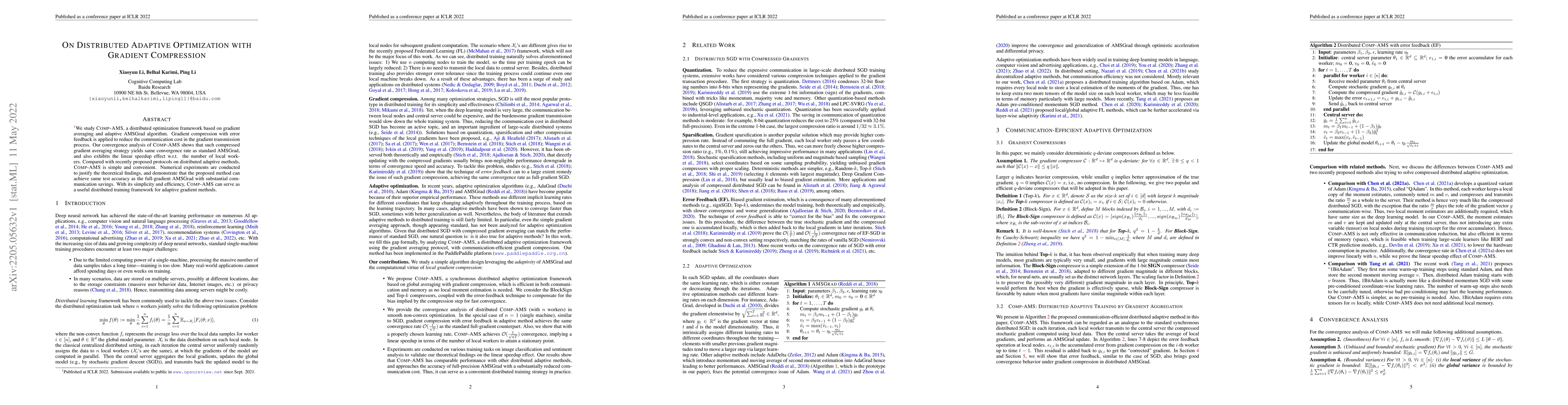 Thumbnail for On Distributed Adaptive Optimization with Gradient Compression