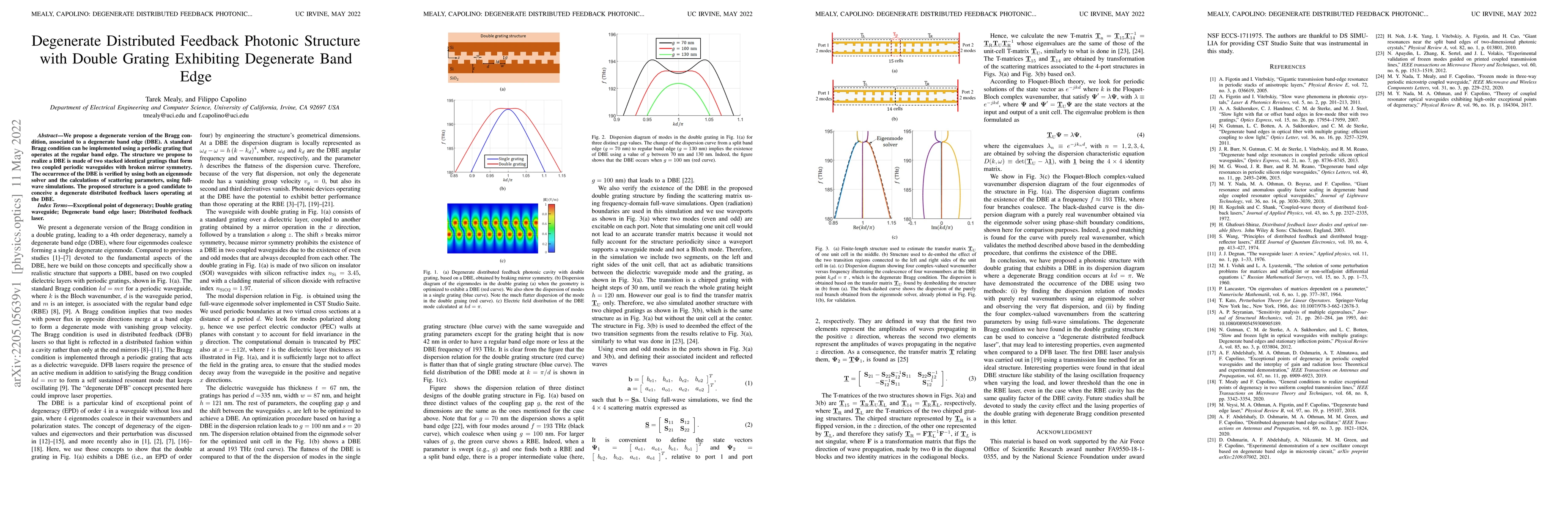 Thumbnail for Degenerate Distributed Feedback Photonic Structure with Double Grating
  Exhibiting Degenerate Band Edge