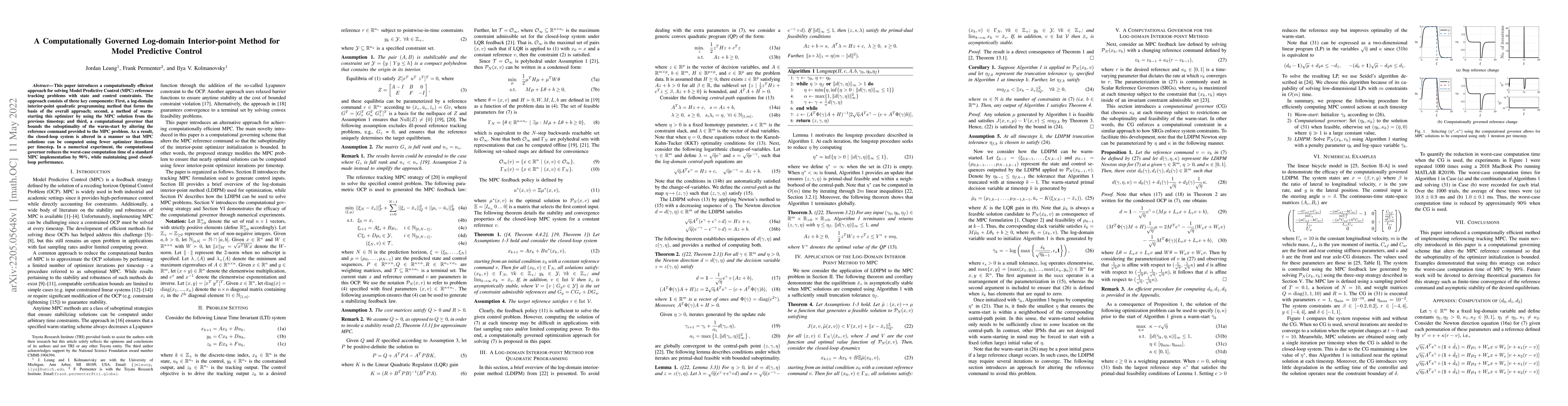 Thumbnail for A Computationally Governed Log-domain Interior-point Method for Model
  Predictive Control