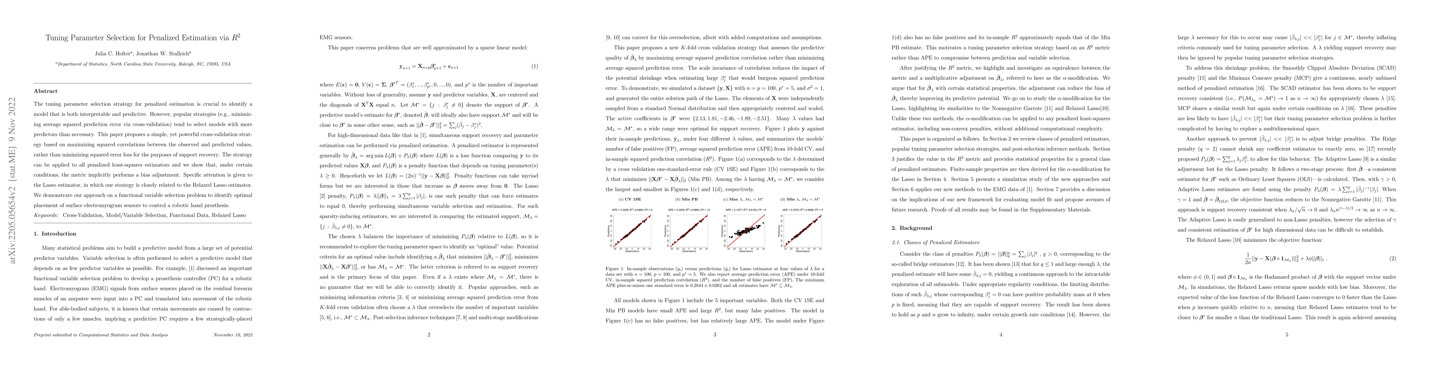 Thumbnail for Tuning Parameter Selection for Penalized Estimation via $R^2$
