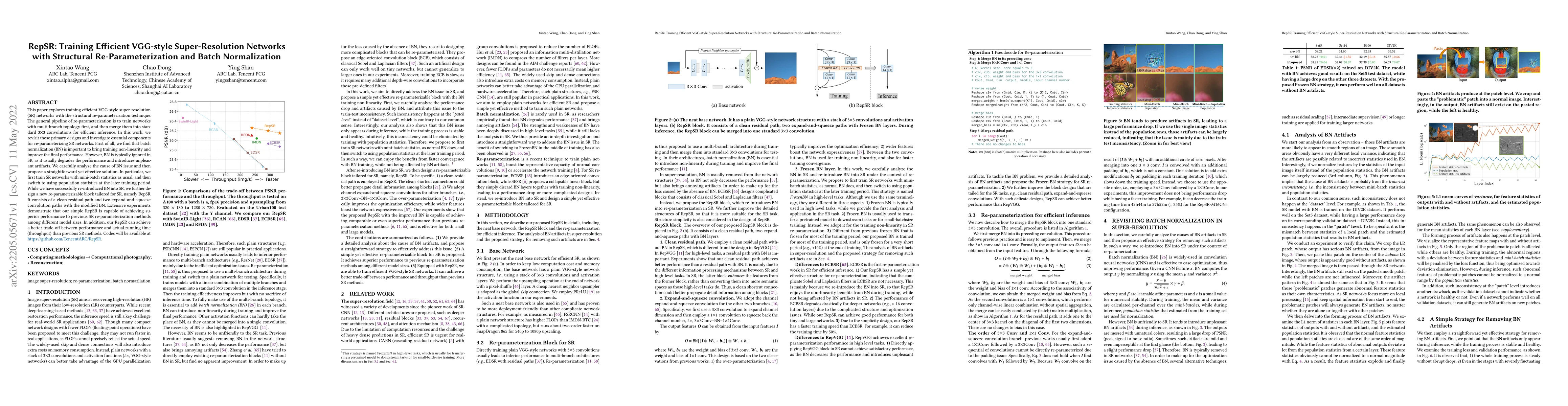 Thumbnail for RepSR: Training Efficient VGG-style Super-Resolution Networks with
  Structural Re-Parameterization and Batch Normalization