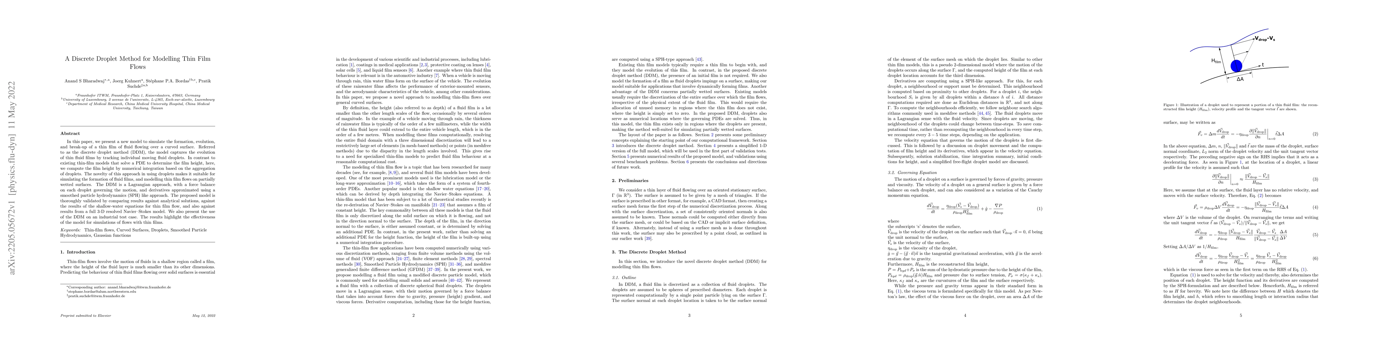 Thumbnail for A Discrete Droplet Method for Modelling Thin Film Flows