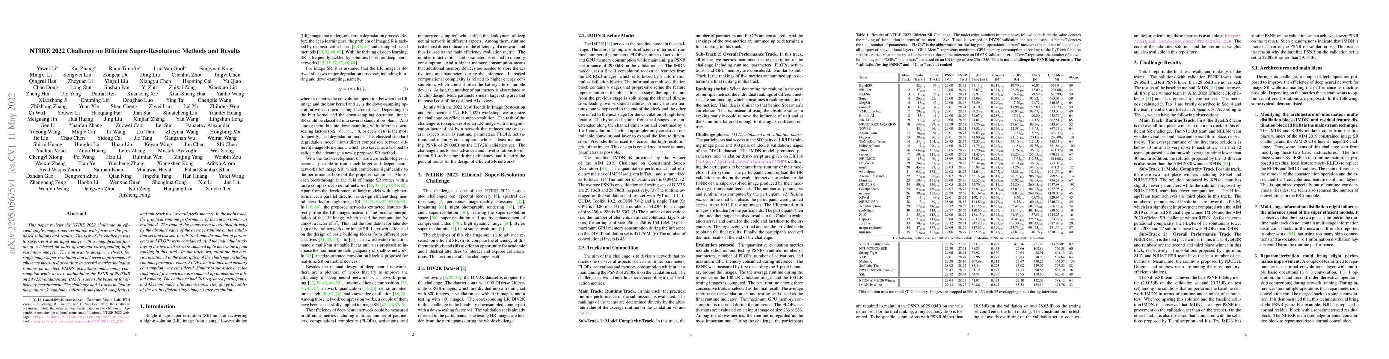 Thumbnail for NTIRE 2022 Challenge on Efficient Super-Resolution: Methods and Results