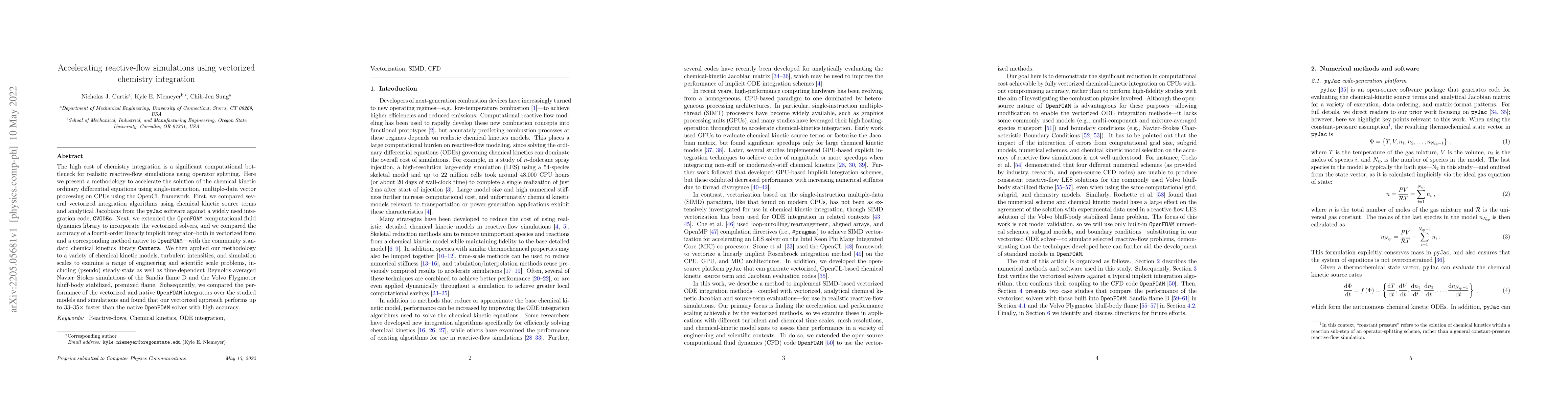 Thumbnail for Accelerating reactive-flow simulations using vectorized chemistry
  integration
