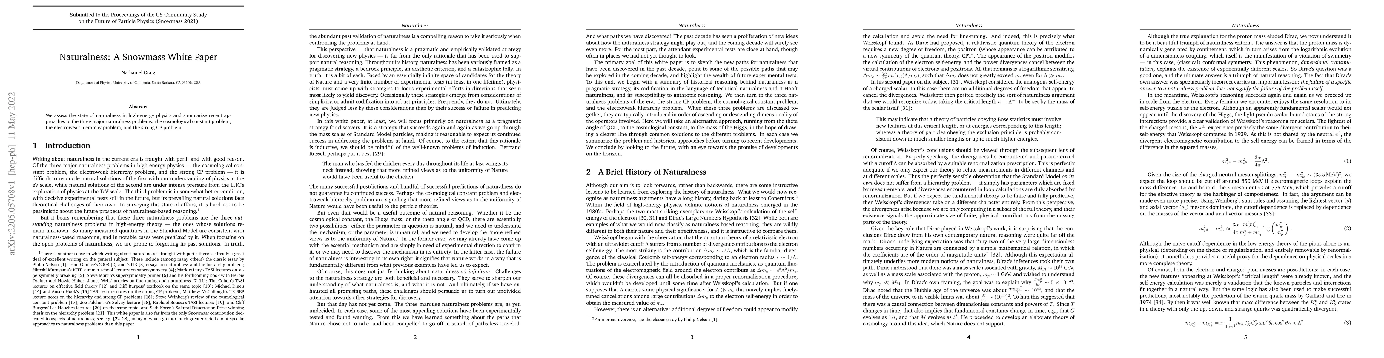 Thumbnail for Naturalness: A Snowmass White Paper