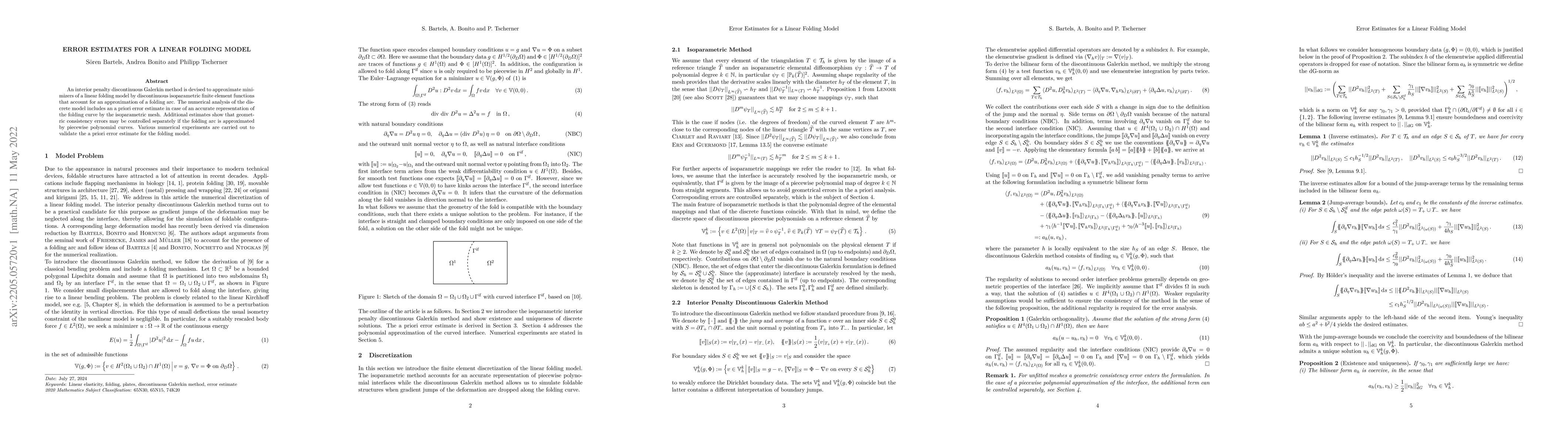 Thumbnail for Error Estimates For A Linear Folding Model