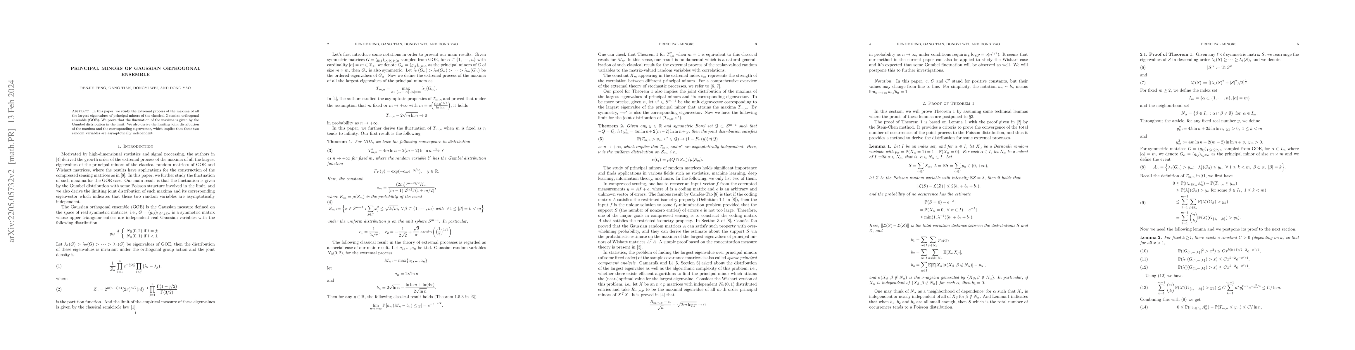 Thumbnail for Principal minors of Gaussian orthogonal ensemble