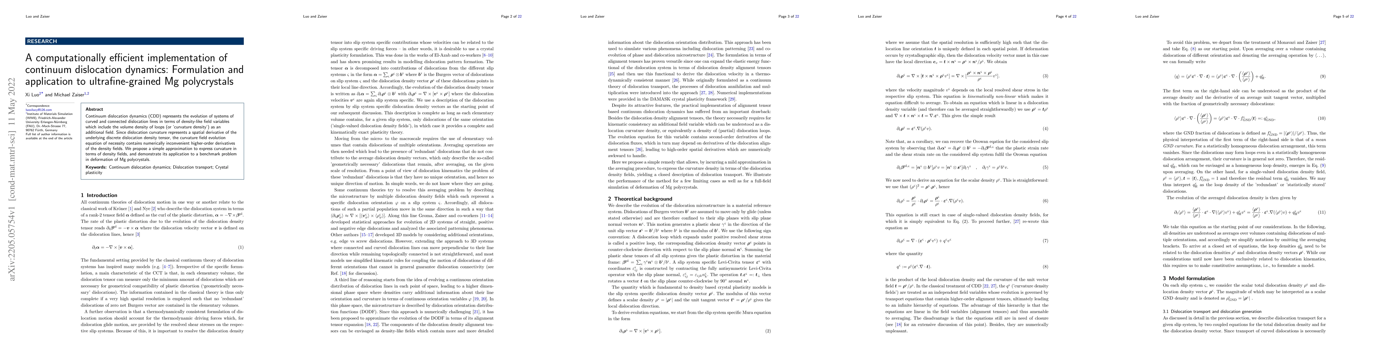 Thumbnail for A computationally efficient implementation of continuum dislocation
  dynamics: Formulation and application to ultrafine-grained Mg polycrystals
