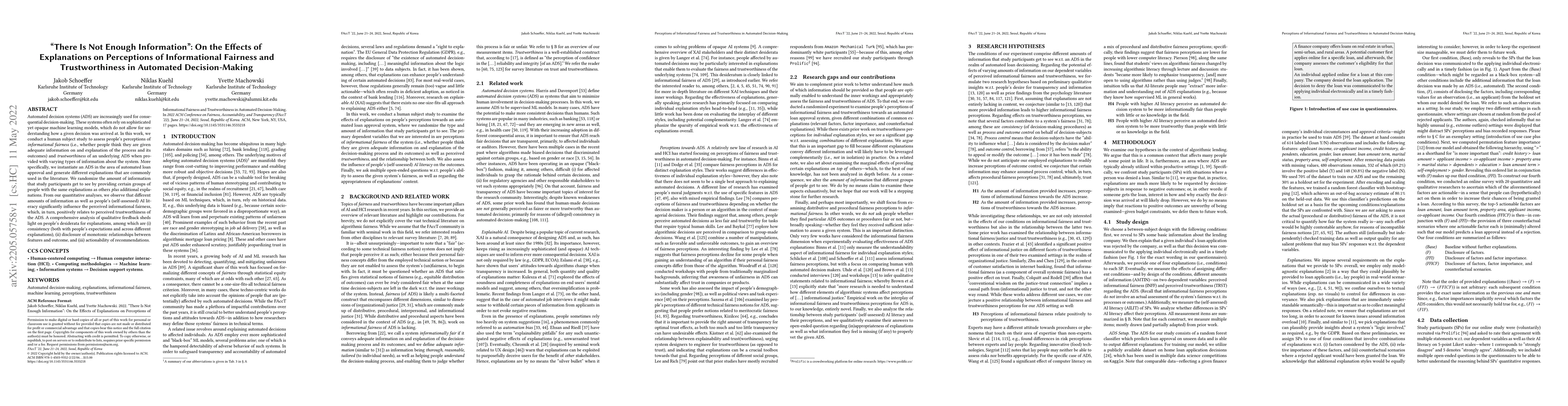 Thumbnail for "There Is Not Enough Information": On the Effects of Explanations on
  Perceptions of Informational Fairness and Trustworthiness in Automated
  Decision-Making