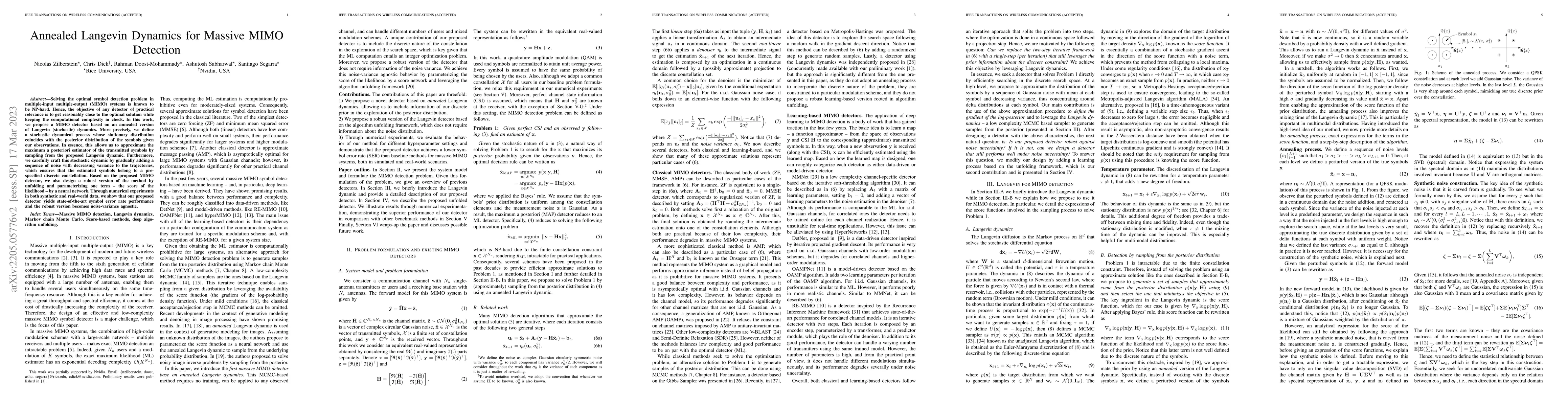 Thumbnail for Annealed Langevin Dynamics for Massive MIMO Detection