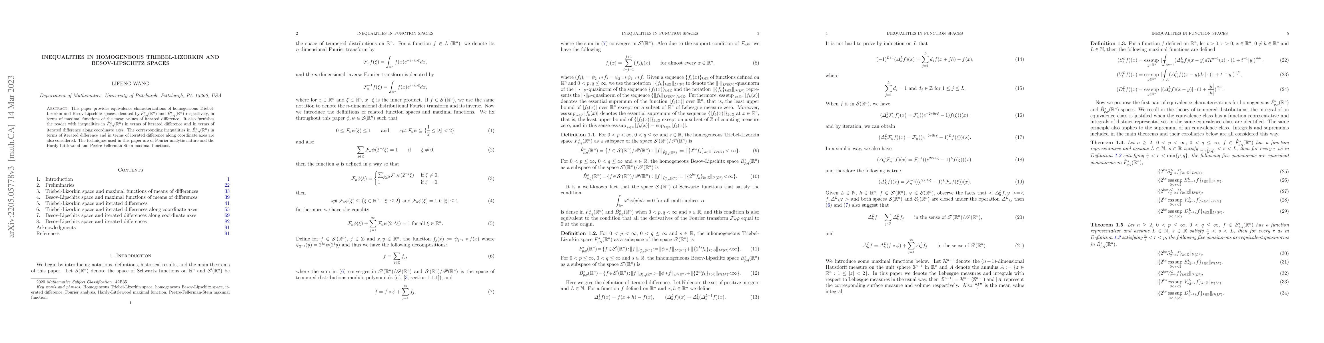 Thumbnail for Inequalities In Homogeneous Triebel-Lizorkin And Besov-Lipschitz Spaces