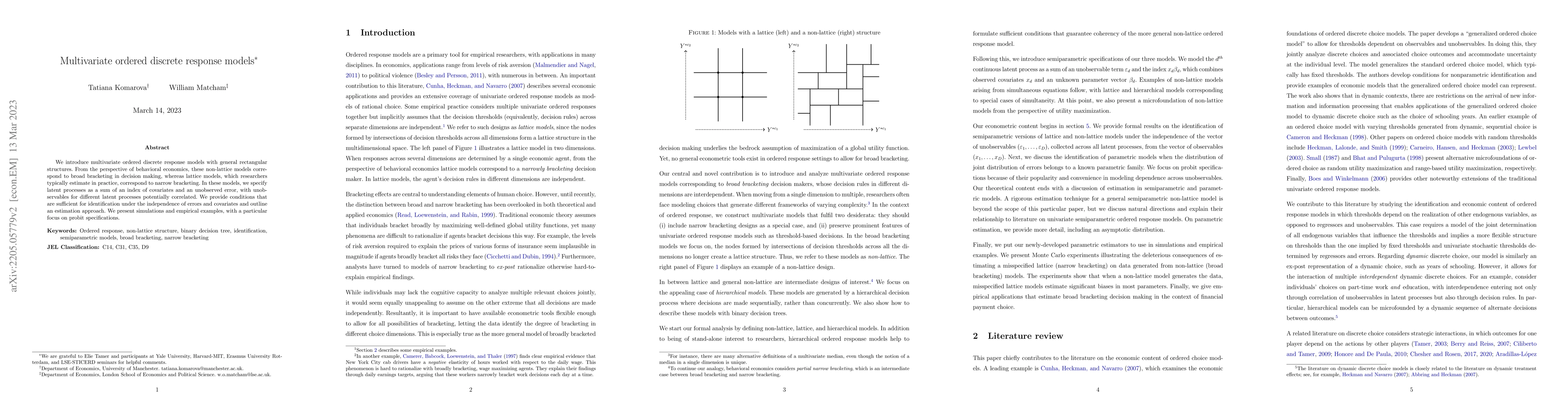 Thumbnail for Multivariate ordered discrete response models