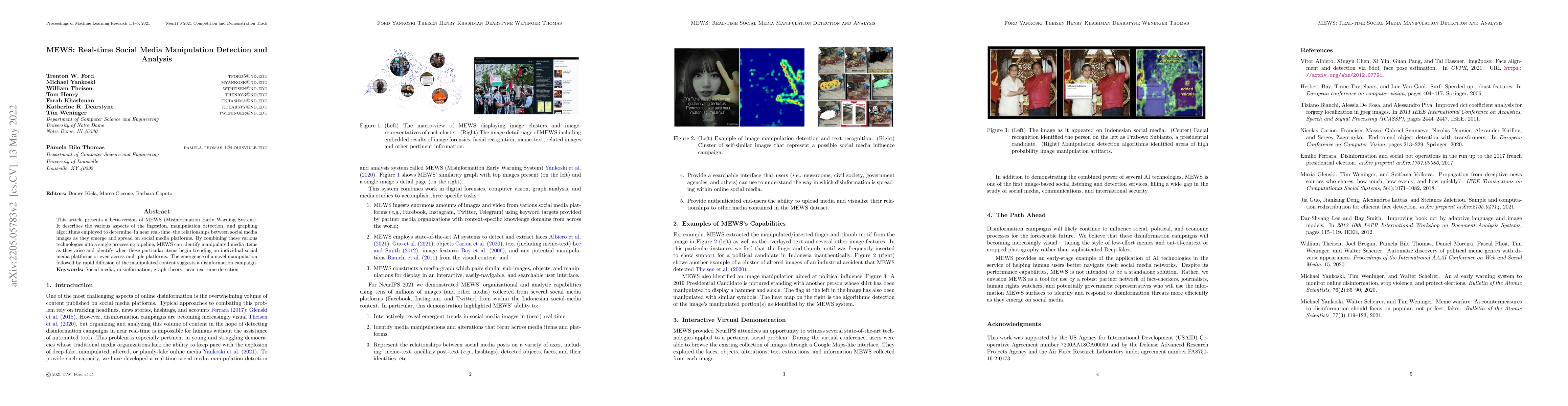 Thumbnail for MEWS: Real-time Social Media Manipulation Detection and Analysis