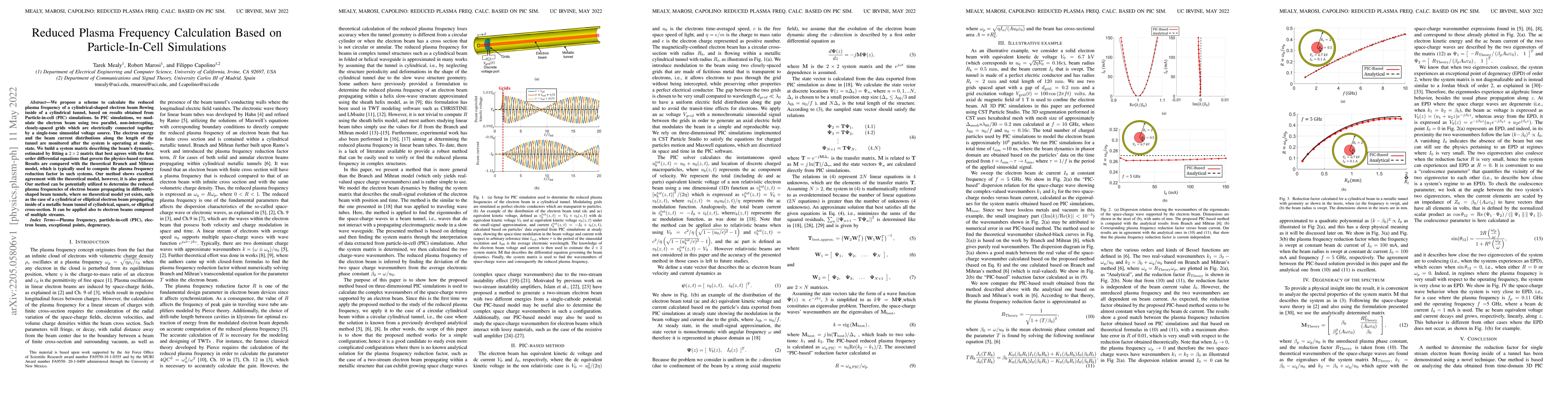 Thumbnail for Reduced Plasma Frequency Calculation Based on Particle-In-Cell
  Simulations