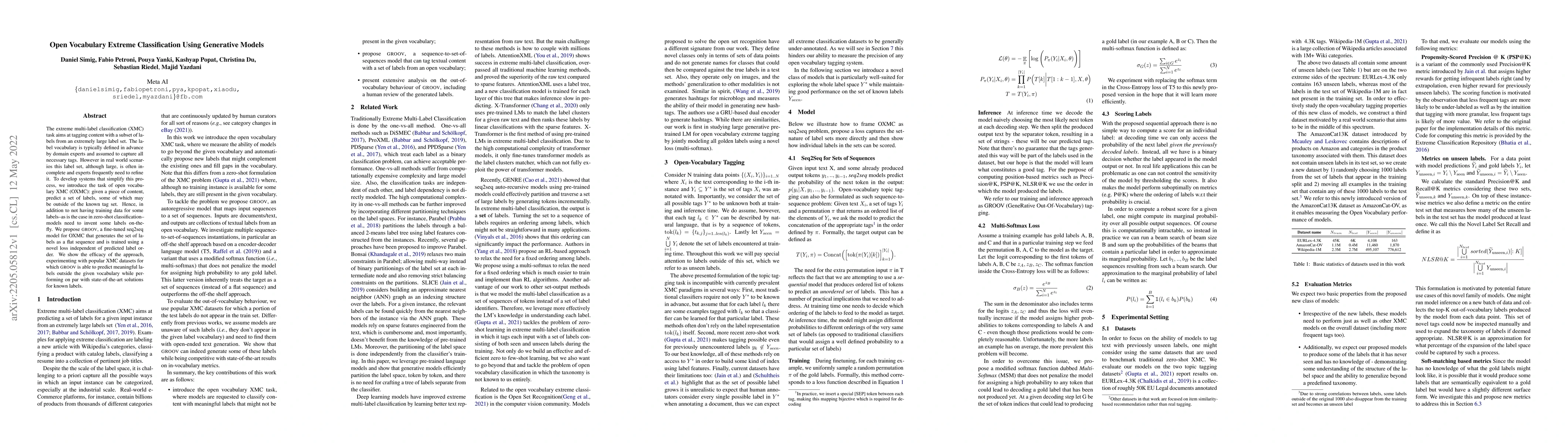 Thumbnail for Open Vocabulary Extreme Classification Using Generative Models