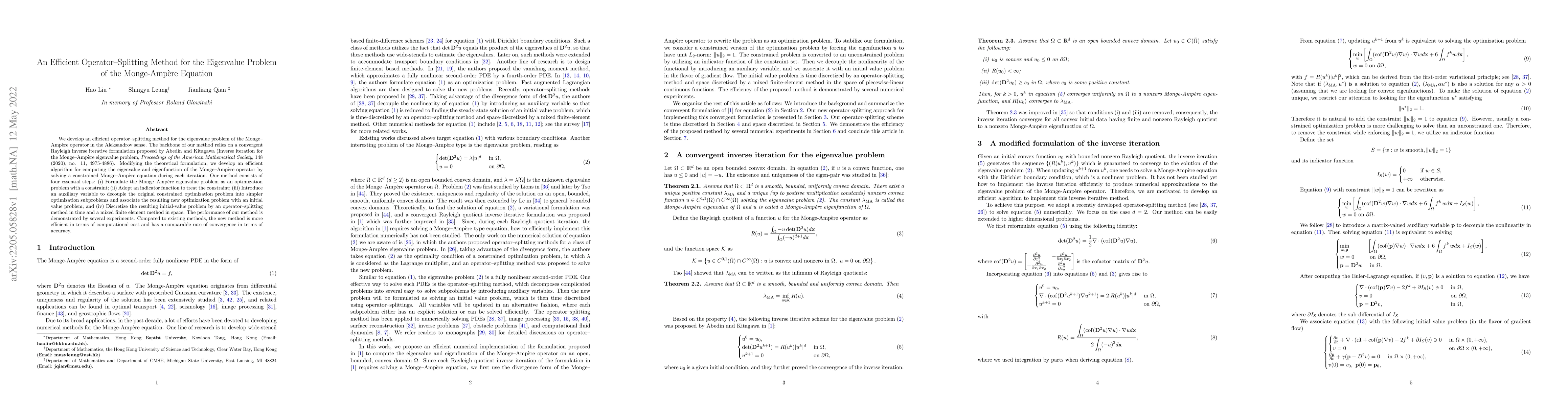 Thumbnail for An Efficient Operator-Splitting Method for the Eigenvalue Problem of the
  Monge-Amp\`{e}re Equation