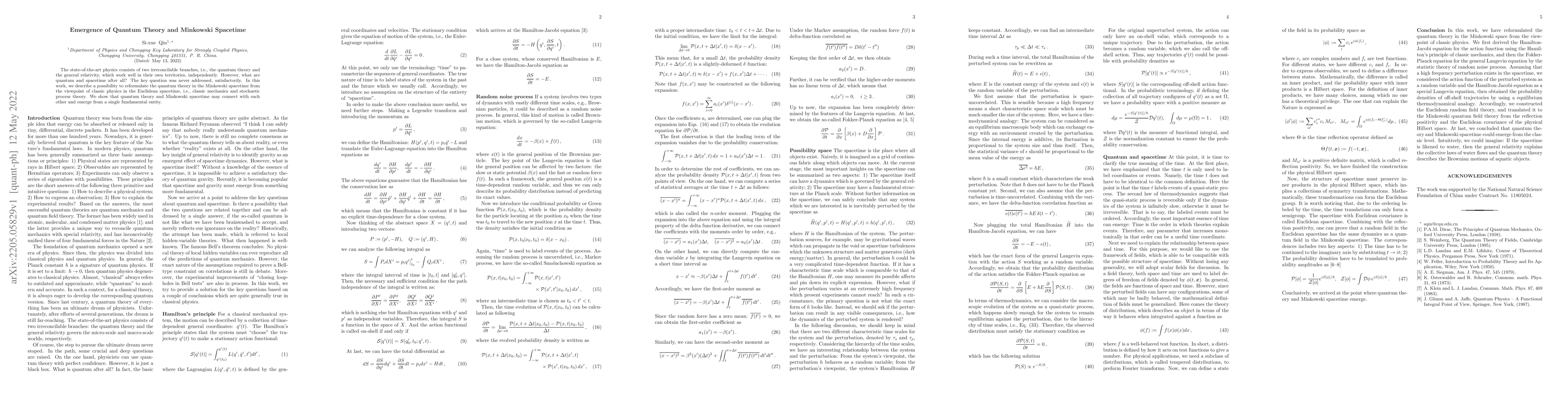 Thumbnail for Emergence of Quantum Theory and Minkowski Spacetime