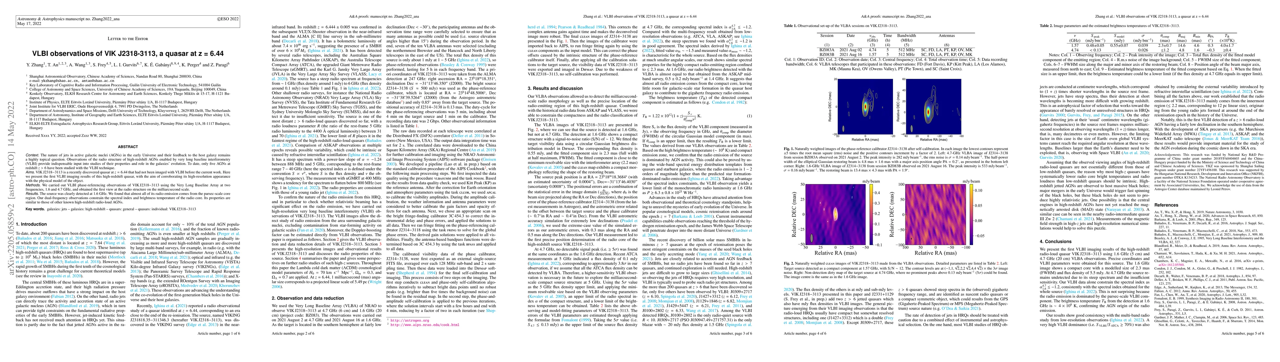Thumbnail for VLBI observations of VIK J2318-3113, a quasar at z = 6.44