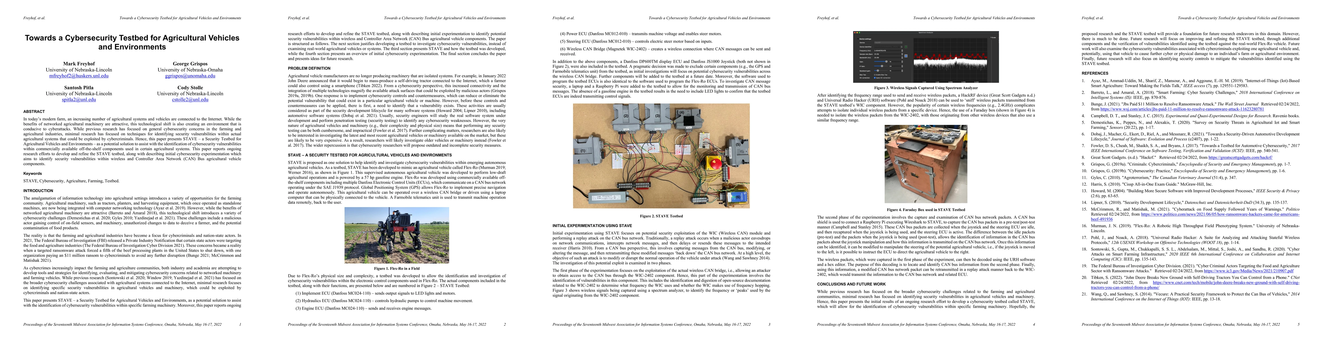 Thumbnail for Towards a Cybersecurity Testbed for Agricultural Vehicles and
  Environments