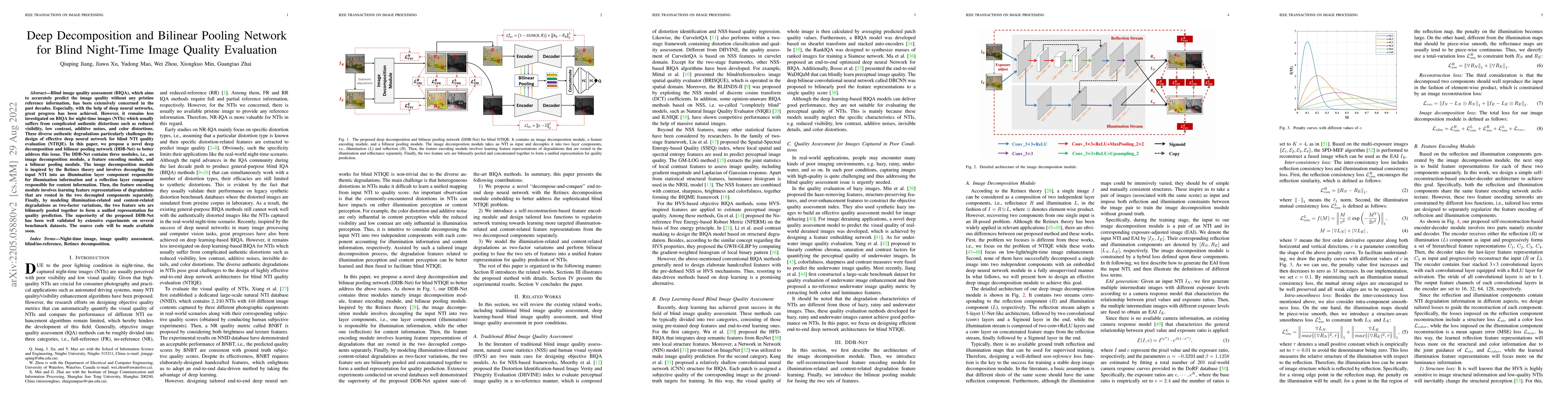 Thumbnail for Deep Decomposition and Bilinear Pooling Network for Blind Night-Time
  Image Quality Evaluation