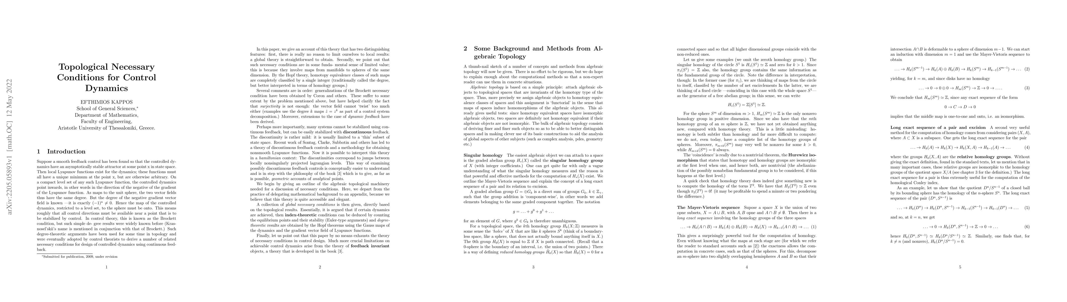 Thumbnail for Topological Necessary Conditions for Control Dynamics